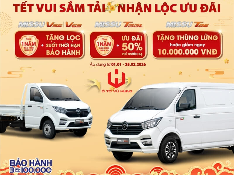 KHAI XUÂN NHƯ Ý – TẾT VUI SẮM TẢI: ƯU ĐÃI KHỦNG CHO XE TẢI NHỎ & XE VAN DOTHANH MISSU TẠI Ô TÔ VŨ HÙNG